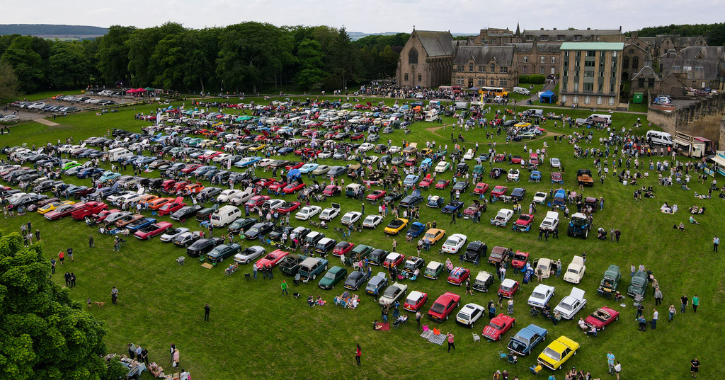 Hundreds of cars on display in the grounds of Ushaw Historic House.
